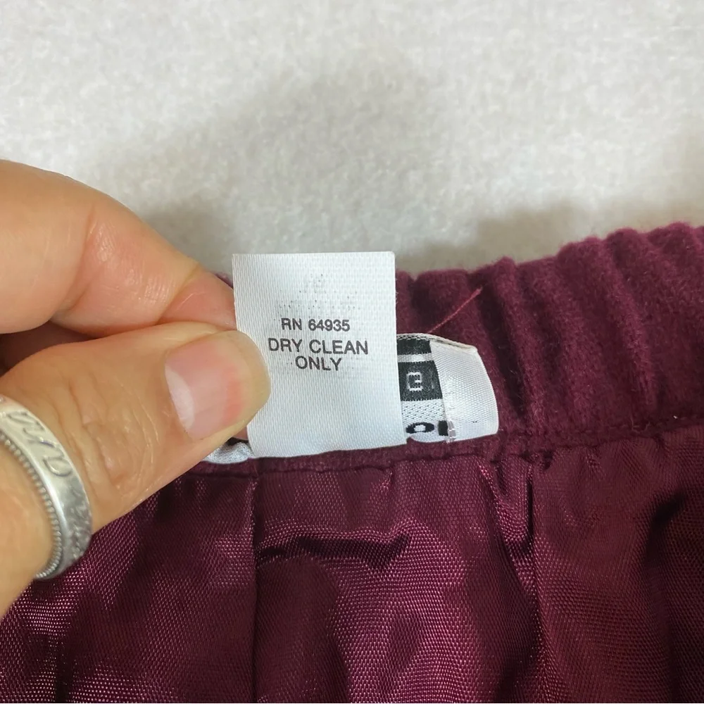 Tog Shop Aline Wool skirt Vintage Burgundy Lined Full Skirt Pockets Sz 16